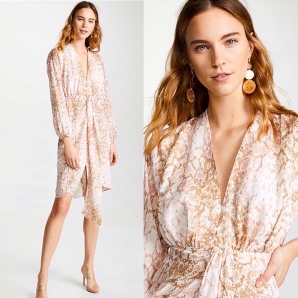 WAYF Arista Mauve Snakeskin Print Dress